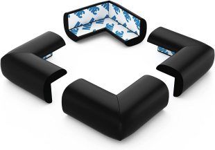 8 Adet Siyah Renk Ev Çocuk Bebek Koruma Kauçuk Masa, Sehpa Köşe Koruyucu ( 3M Marka Bant Hediyeli )