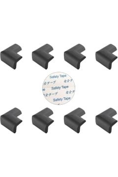 8 Adet Siyah Renk Ev Çocuk Bebek Koruma Kauçuk Masa, Sehpa Köşe Koruyucu ( 3M Marka Bant Hediyeli )