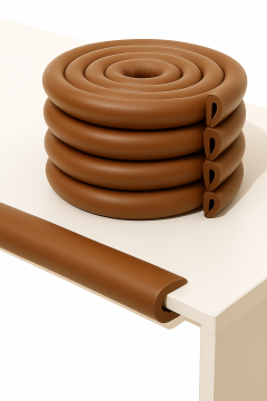 Mürdüm Renk Kalın Kauçuk Kenar Koruyucu 2 m – Bebek & Çocuk Güvenliği için Masa/Sehpa Kenar Darbe Koruma Şeridi