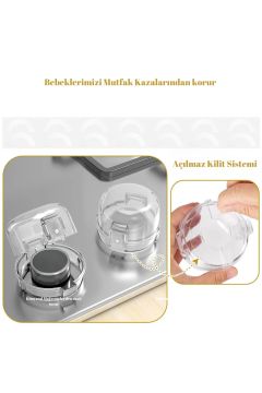 2’li İz Bırakmaz Gaz Düğmesi Kilidi – Montajsız Bebek Güvenlik Kapağı