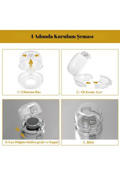 2’li İz Bırakmaz Gaz Düğmesi Kilidi – Montajsız Bebek Güvenlik Kapağı