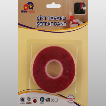 Silikonlu Çift Taraflı Montaj Bandı 18 mm × 2 m – Güçlü ve İz Bırakmaz Yapışkan Bant