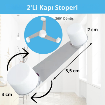 2'li Paslanmaz Çelik Yapışkanlı Kapı Stoperi & Kapı Tutucu | İz Bırakmaz, Kolay Montajlı